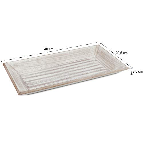 com-four® Bandeja Decorativa de Madera de diseño Vintage. (01 Pieza - Tableta Cuadrada)