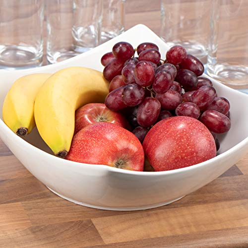 com-four® Cuenco de cerámica en Blanco, ensaladera con Esquinas Redondeadas, frutero Grande de Aproximadamente 24 x 24 cm