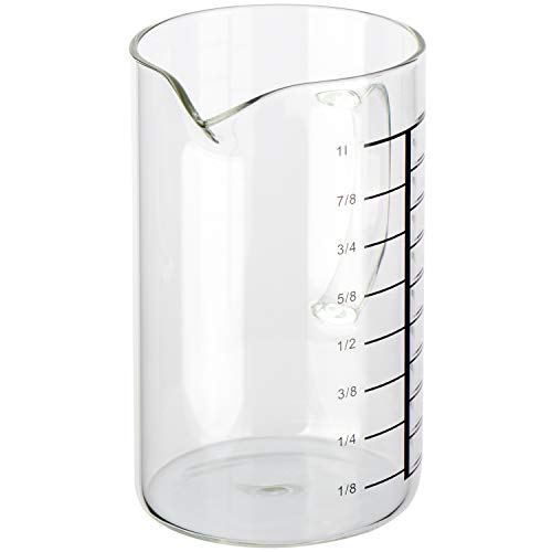 com-four® Jarra medidora para la cocina - Vaso medidor de vidrio resistente a la temperatura - Jarra medidora vaso - Medidor de liquidos, 1l (01 pieza - vaso medidor)