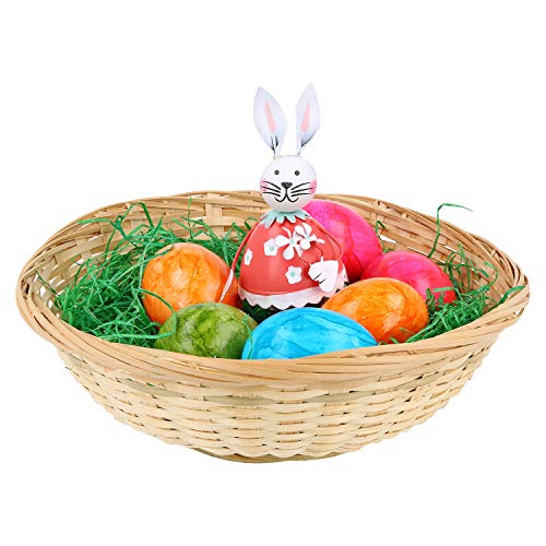 com-four® Juego de decoración de Pascua de 38 Piezas con Pasto de Pascua, Canasta de Rafia y Envoltura retráctil para Decorar Huevos de Pascua (38 Piezas - Cesta. Hierba Diapositiva)