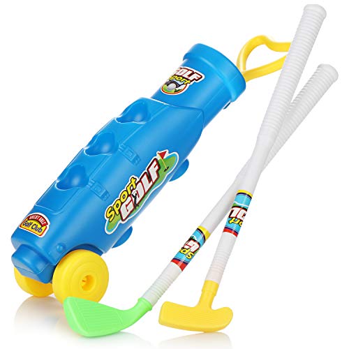 com-four® Juego de Golf de 10 Piezas para niños, Juego de Juguetes con Palos de Golf, Pelotas de Golf, Agujeros y Bolsa de Golf, para Interior, Exterior, Playa y jardín