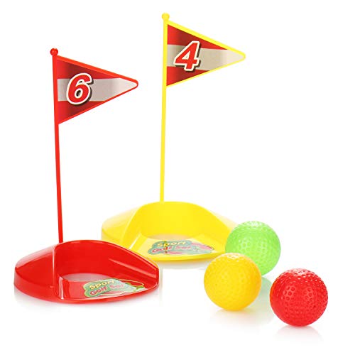 com-four® Juego de Golf de 10 Piezas para niños, Juego de Juguetes con Palos de Golf, Pelotas de Golf, Agujeros y Bolsa de Golf, para Interior, Exterior, Playa y jardín