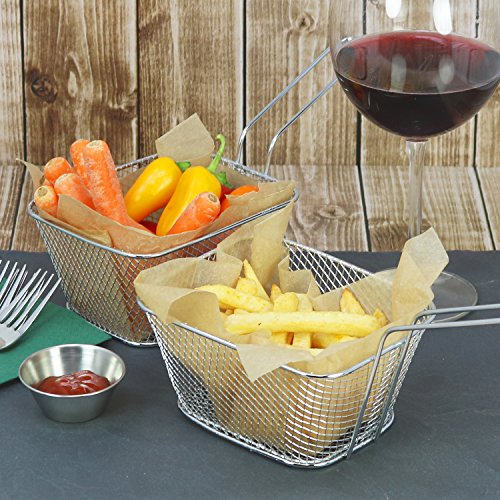 com-four® Mini cesta 3x para servir papas fritas y otros bocadillos, cesta para servir, 14 x 11 x 7 cm (Cesta - 03 piezas)