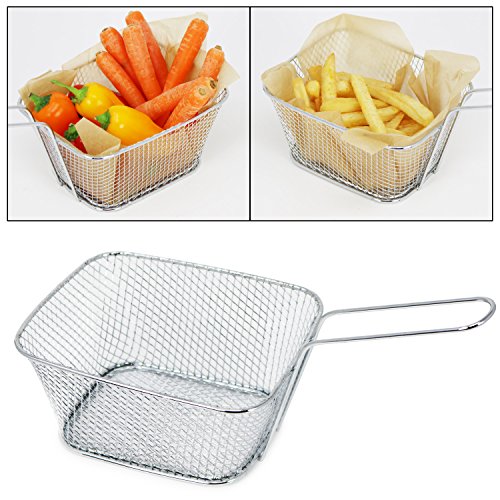 com-four® Mini cesta 3x para servir papas fritas y otros bocadillos, cesta para servir, 14 x 11 x 7 cm (Cesta - 03 piezas)