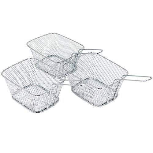 com-four® Mini cesta 3x para servir papas fritas y otros bocadillos, cesta para servir, 14 x 11 x 7 cm (Cesta - 03 piezas)