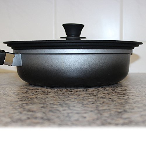 com-four® Tapa perfecto para las ollas de cocina - Tapa de vidrio con borde de silicona para ollas y sartenes con Ø 24, 26, 28 cm (01 pieza - 29cm diámetro de la perla de silicona)