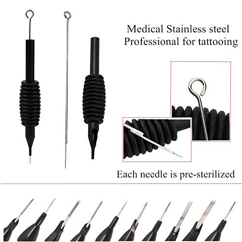 Combo de agujas y tubos de tatuaje - Rayyl 40PCS 25mm 1" 9RL Tubos de tatuaje desechables con agujas de tatuaje preesterilizadas para kits de tatuaje Suministros de tatuaje (9rl (negro))