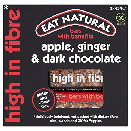 Comer La Manzana Natural, Libre De Gluten, Jengibre, Barras De Chocolate Negro 3 X 45G