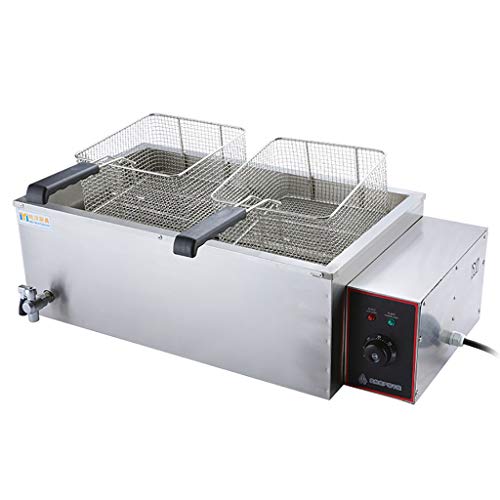 Comercial Profesional 25L Acero Inoxidable Freidora Eléctrica con Doble Tanques Profundos Máquina De Papas Fritas De Gran Capacidad para El Hogar