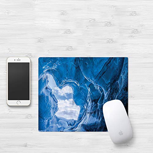 Comfortable Mouse Pad 320x250 mm,Cueva natural, guarida helada congelada glaciar en Isla,Gaming Matte superficie lisa para ratón de goma antideslizantes con Designs para gamer y Office trabajo32x25 cm