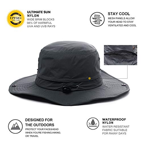 Comhats Sombrero de protección Solar UPF 50 con Visera Ancha y protección UV, Plegable, para Verano, al Aire Libre, para Safari, Pesca, Correa Ajustable para la Barbilla