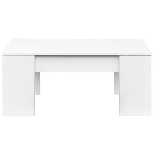 COMIFORT Mesa Centro Elevable - Mesa Salón Funcional con Gran Almacenaje, Estilo Moderno, Muy Resistente, Color Blanco, Fabricada en Europa