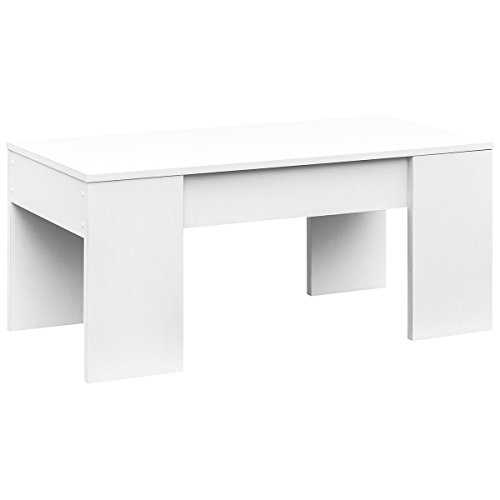 COMIFORT Mesa Centro Elevable - Mesa Salón Funcional con Gran Almacenaje, Estilo Moderno, Muy Resistente, Color Blanco, Fabricada en Europa