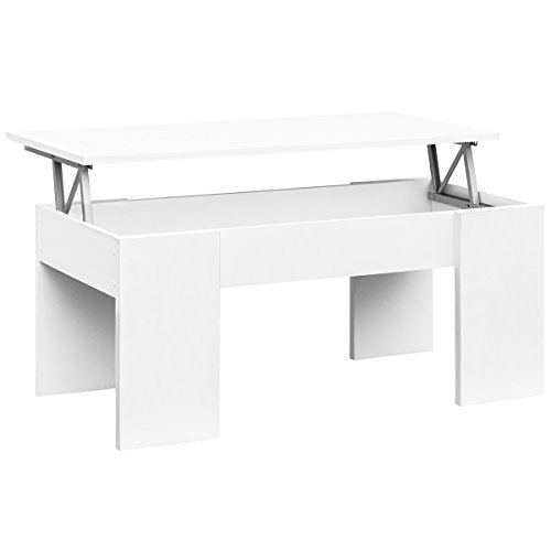 COMIFORT Mesa Centro Elevable - Mesa Salón Funcional con Gran Almacenaje, Estilo Moderno, Muy Resistente, Color Blanco, Fabricada en Europa