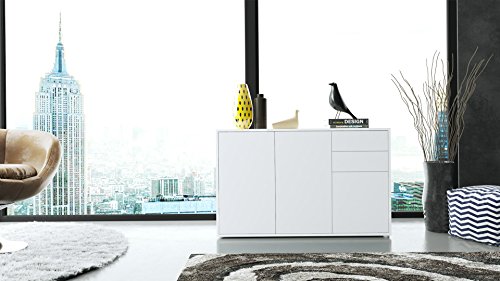 Cómoda Sideboard Ben V3, Cuerpo en Blanco Mate/Frentes en Blanco Mate