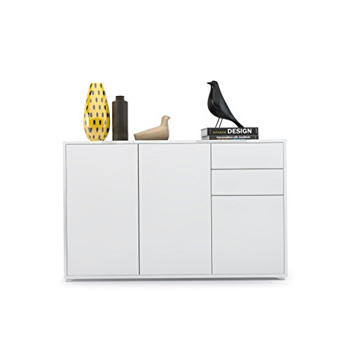 Cómoda Sideboard Ben V3, Cuerpo en Blanco Mate/Frentes en Blanco Mate