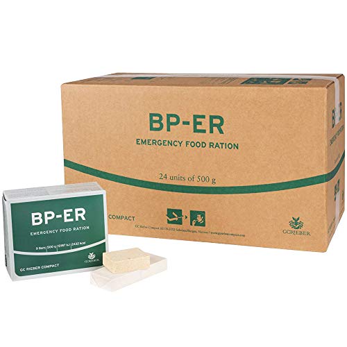 Compact Rieber BP ER Elite Emergency Food 24 x 500 gram Unit Comida a Largo Plazo para Exteriores, campamentos y en situaciones de Crisis (sin BPA y Halal)