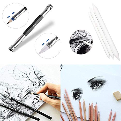 Conjunto de Lapices de Dibujo,SouthStar 18pcs Bocetos Lápices de Dibujo para Dibujar y Dibujar con Lápices de Carbón, Sobras,Bolígrafos de Papel de Arroz, Cortador, Borrador y Estuche para Lápices