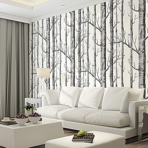 Coomir Papel Pintado del árbol de Abedul Decoración Moderna Rollo de Papel de Pared Bosque Fondos de Madera para la Sala de Estar del Dormitorio