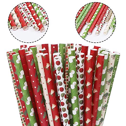 Cooraby 200 pajitas de papel biodegradables para suministros de boda y regalos de fiesta de Navidad Color B