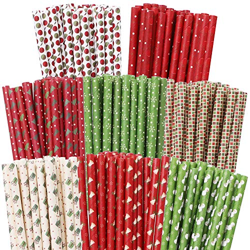 Cooraby 200 pajitas de papel biodegradables para suministros de boda y regalos de fiesta de Navidad Color B