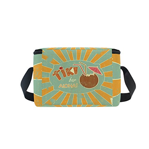 COOSUN Retro Design Tiki Bar Menu - Bolsa térmica reutilizable con correa ajustable para el hombro para mujer y hombre