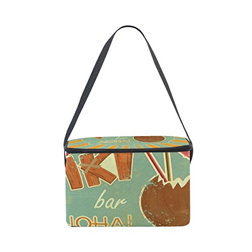 COOSUN Retro Design Tiki Bar Menu - Bolsa térmica reutilizable con correa ajustable para el hombro para mujer y hombre