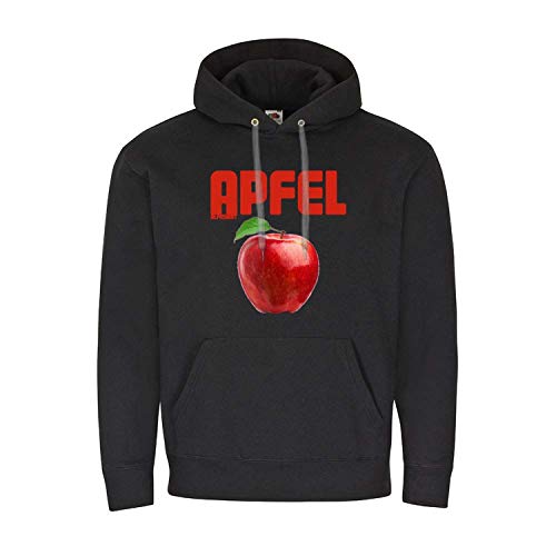 Copytec 23931 - Sudadera de manzana y fruta, con capucha, divertida, humor, veraniego, manzanas, frutas, rosas, zumo de manzana Negro M