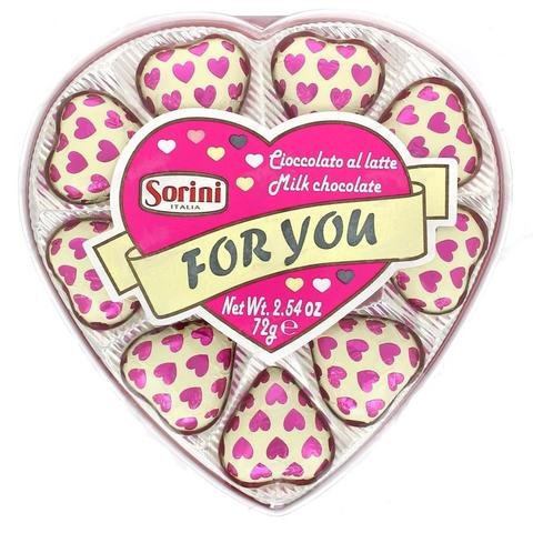 CORAZONES DE CHOCOLATE CON LECHE - BOMBONES SAN VALENTIN - FOR YOU - 72 GR