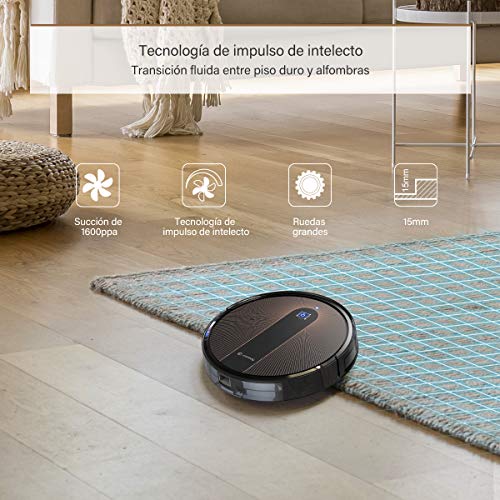 Coredy R750 Robot Aspirador y Fregasuelos 3 en 1, con conexión Wi-Fi, Alexa y Google Home, Potente aspiración de 1600Pa, Ultrafino, silencioso, Barre, aspira y friega para Suelos Duros y Alfombras