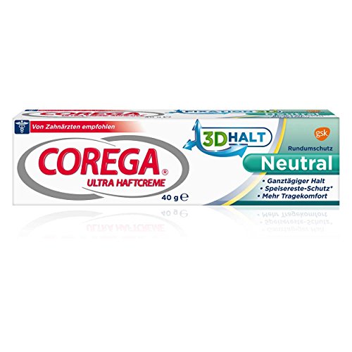 Corega Crema de ultra adhesión sin sabor 40g, Envase de 3 (3x 40g)