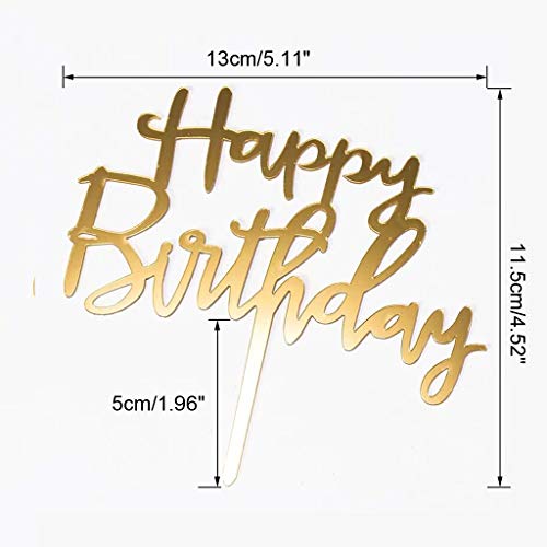 Coriver 12 Pack Happy Birthday Cake Topper, Acrílico Glitter Cupcake Topper para decoraciones de pasteles de cumpleaños (oro, oro rosa, plata, negro * 3)