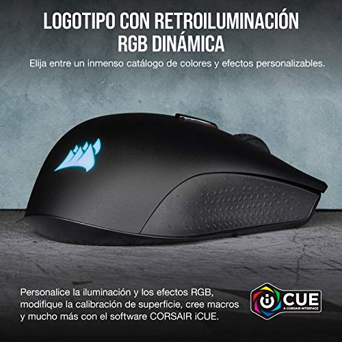 Corsair Harpoon RGB Ratón Óptico para Juegos, 6 000 PPP Óptico Sensor, Peso Ligero, 6 Botones Programables, Retroiluminación LED RGB, color Negro