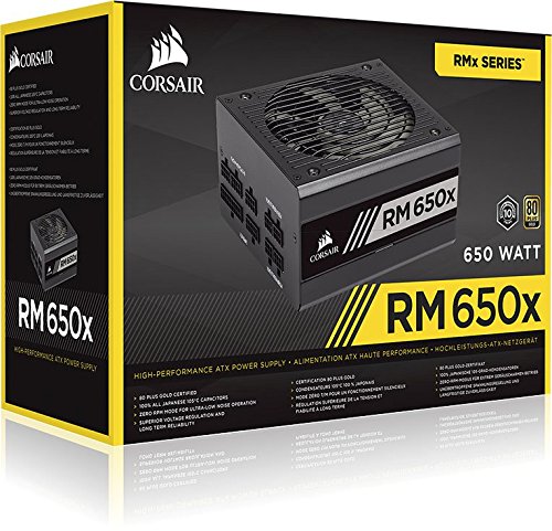 Corsair RMX Series RM650x 80 Plus Gold, Fuente De Alimentación ATX Totalmente Modular, SATA, 650 W, Negro