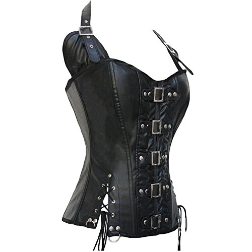 Corset de cuero sintético Steampunk Bustier Plus size Bustier 9 Dimensiones Negro 4XL