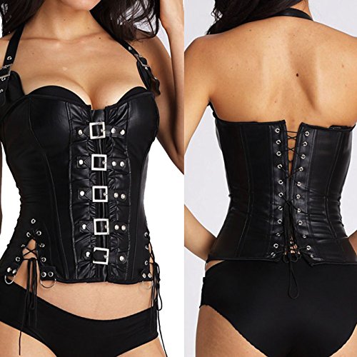 Corset de cuero sintético Steampunk Bustier Plus size Bustier 9 Dimensiones Negro 4XL