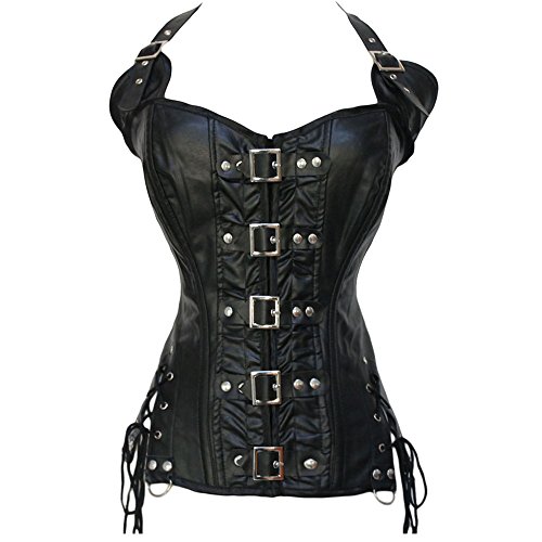 Corset de cuero sintético Steampunk Bustier Plus size Bustier 9 Dimensiones Negro 4XL