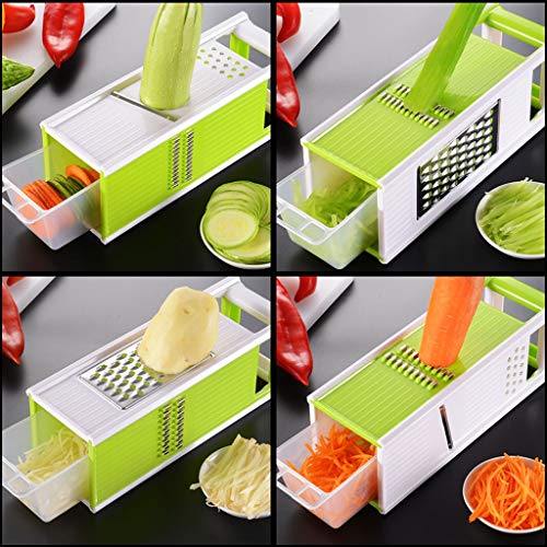 Cortador de Patatas Hogar de múltiples funciones vegetales Picador de Alimentos Chopper cortador cebolla máquina de cortar de Dicer de patatas, zanahorias y pepinos Potato Chipper ( Color : Green )