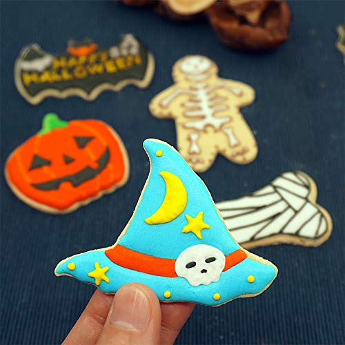 cortadores de galletas 11 Mini Moldes para galletas para graduación navideña Boda Baby Shower Decoraciones de fiesta de Halloween, Sombrero de bruja de calabaza Fantasma Murciélago Pasteles en forma