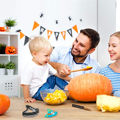 cortadores de galletas 11 Mini Moldes para galletas para graduación navideña Boda Baby Shower Decoraciones de fiesta de Halloween, Sombrero de bruja de calabaza Fantasma Murciélago Pasteles en forma