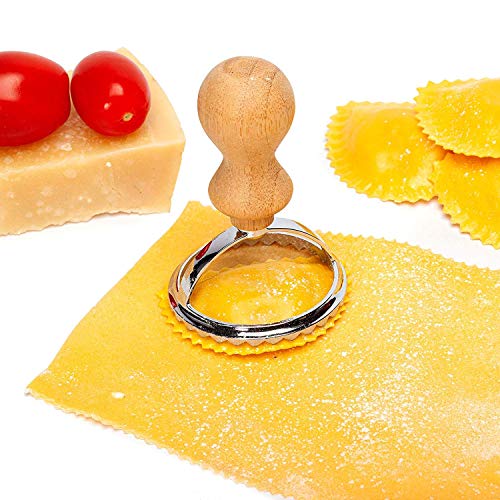 Cortadores de Raviolis, Corta Ravioles con Mango de Madera Molde para Empanadillas para Hacer Raviolis, Empanadillas o Galletas (2 juegos)