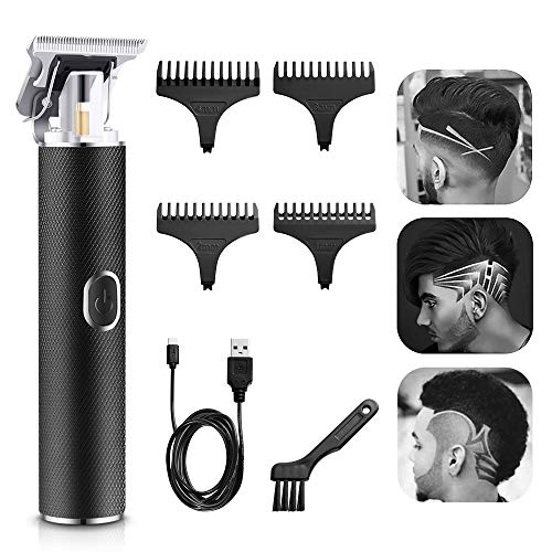 Cortapelos Para Hombres, Maquina Cortapelo Profesional, Electrónico Recortadora Hombres Maquina Cortapelo Inalámbrica USB Recargable con 4 Peines Guía Cortadora de cabello con cuchilla en T