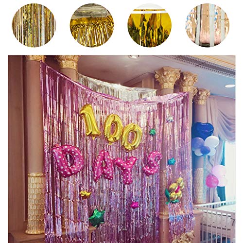 Cortina de papel de aluminio dorado grueso, 1 cortina de globo brillante de 2 m para fiesta de cumpleaños, decoración de Navidad, festivales, seda para bodas, festivales, fiestas, dorado