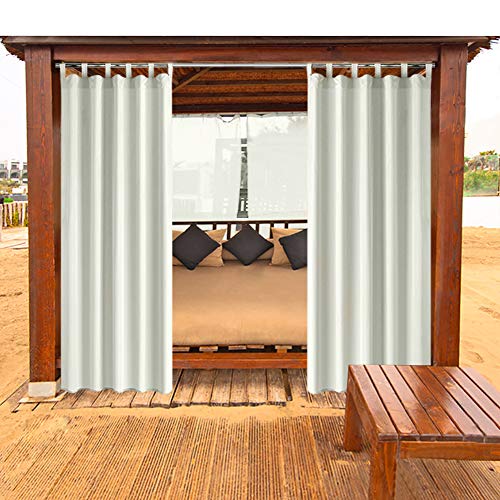 Cortinas al Aire Libre cenadores Cortinas para balcón Cortinas Opacas Cortina con Cierre de Velcro Resistente al Moho Resistente al Agua para pabellón casa de Playa 1 Pieza, 132x215 cm, Blanco Crema