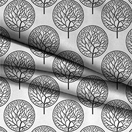 Cortinas de dormitorio con estampado floral, diseño de árbol con hojas en el interior de círculos monocromáticos Madre Tierra ilustración artística sombra insonorizada gris blanco W108 x L84 pulgadas