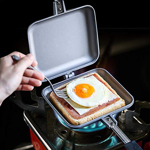 Corwar Sandwichera Caliente, sartén Caliente para sándwiches, Antiadherente de Doble Cara, sartén Caliente Adecuada para Estufas de Gas o eléctricas, útil Tanto en el hogar como en el Camping