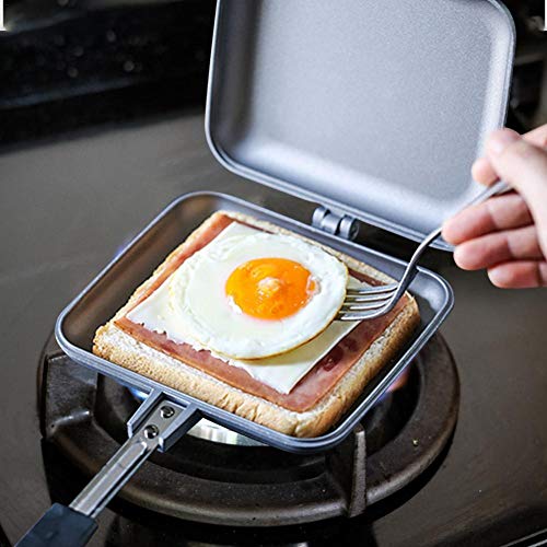 Corwar Sandwichera Caliente, sartén Caliente para sándwiches, Antiadherente de Doble Cara, sartén Caliente Adecuada para Estufas de Gas o eléctricas, útil Tanto en el hogar como en el Camping