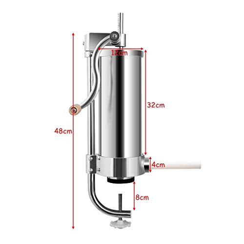 COSTWAY 3,6 L Máquina Relleno de Salchichas Embutidora de Salchichas con 4 Tubos de Llenado