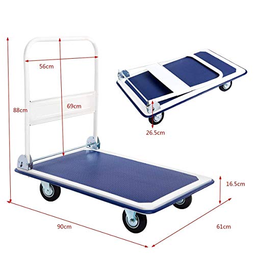 COSTWAY Plataforma de Carga Plegable hasta 300 kg Carro de Transporte con Ruedas