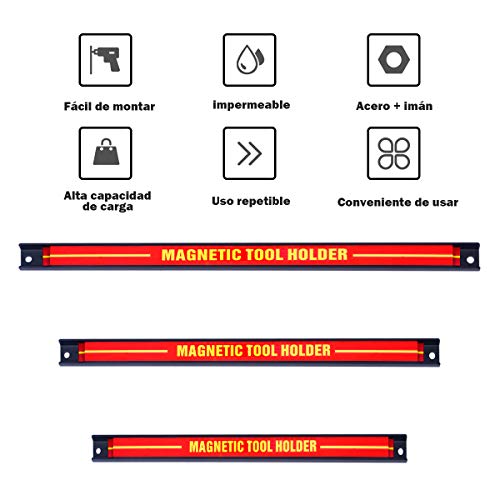 COSTWAY Tiras Magnética para Herramientas Barra de Herramientas Banda Soporte para Garaje Taller (21cm+31cm+46cm)